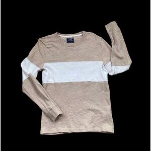 Abercrombie&Fitch Men’s Lightweight Sweater Sz S Tan White Colorblock
